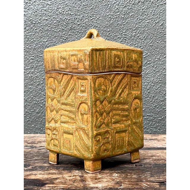 Vintage Textured Ceramic Lidded Box For Sale In West Palm - Image 6 of 13