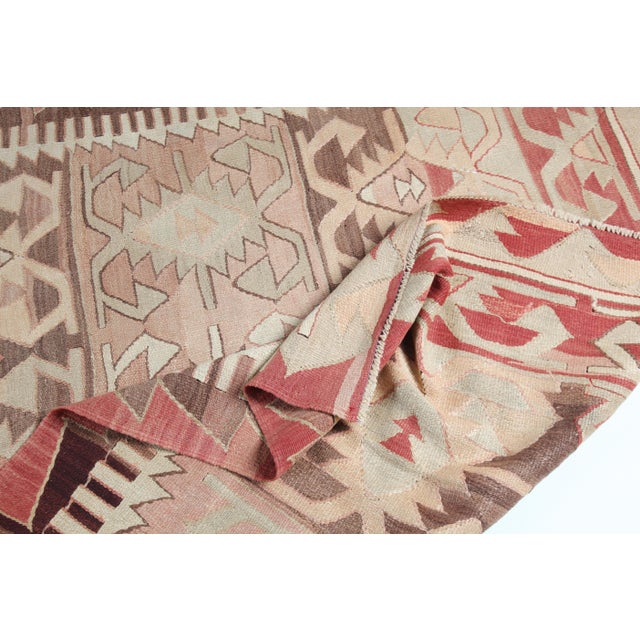 1950’s Vintage Anatolian Konya Kilim – Soft Earth Tones & Tribal Motifs - 10’5'x5' 3'' For Sale - Image 13 of 14