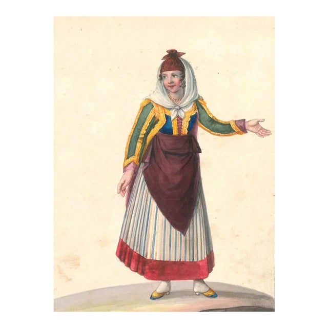 Costume di Procida - Watercolor by M. De Vito - 1820 ca. 1820 c.a. For Sale