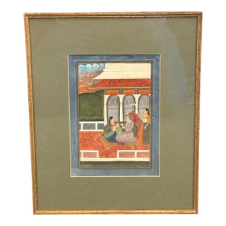 Mughal Emperor With Woman in Palace, Framed For Sale