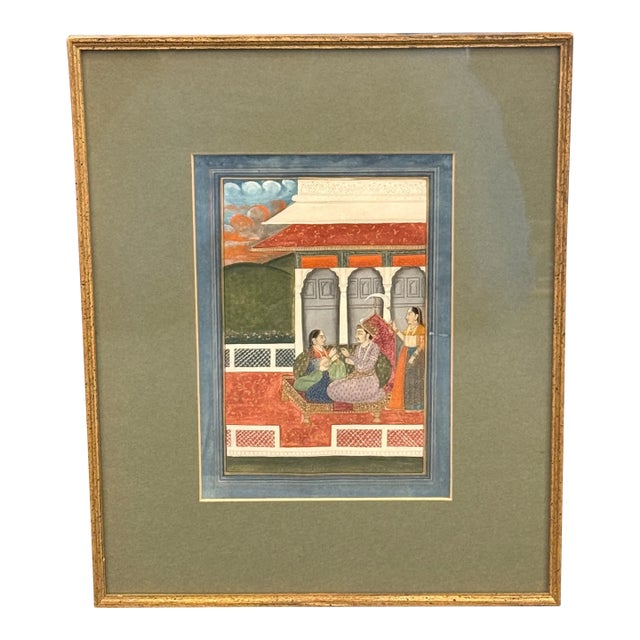 Mughal Emperor With Woman in Palace, Framed For Sale