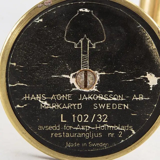 Mid-Century Modern Set of Three Brass and Glass Candle Light Holders by Hans Agne Jakobsson 1960s Model L102/32 For Sale - Image 3 of 3