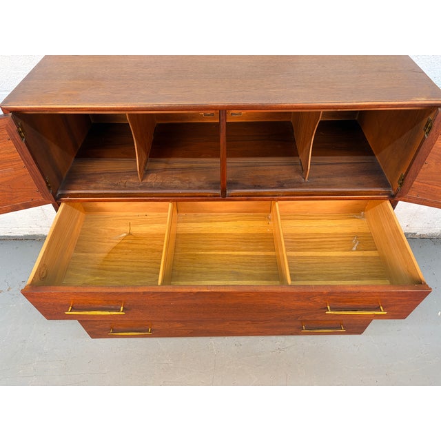 Mid 20th Century Walnut and Cane Highboy Dresser by Ramseur Furniture For Sale - Image 9 of 13