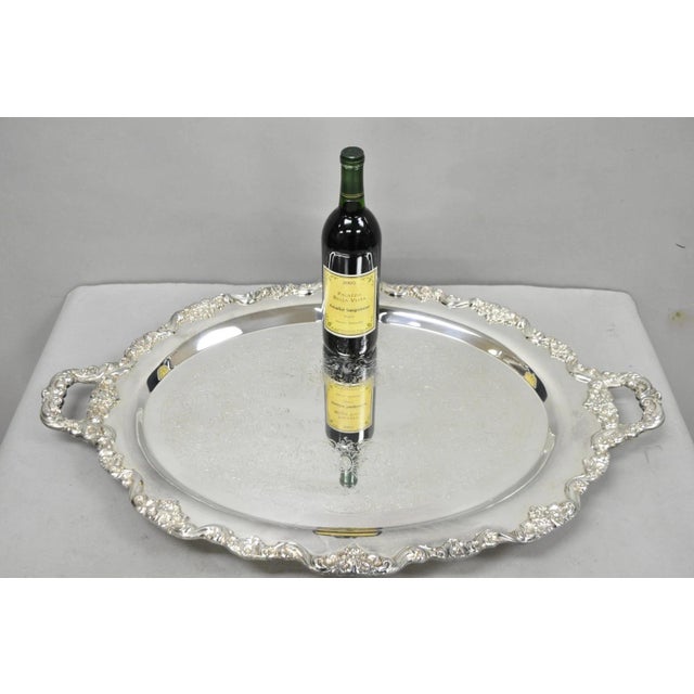 Vintage Towle Victorian Silver Plated Oval Twin Handle Serving Platter Bar Tray. Circa Mid 20th Century. Measurements:...