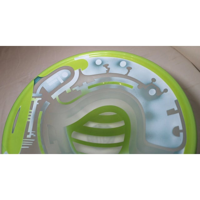 Vintage 87 Blown James Parsons Relief Art Deco Art Studio Glass Centerpiece Bowl For Sale - Image 9 of 12