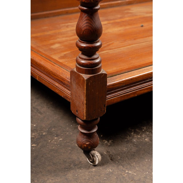 Late 19th Century Tall Victorian Oak Rolling Glass Display Cabinet For Sale - Image 9 of 12