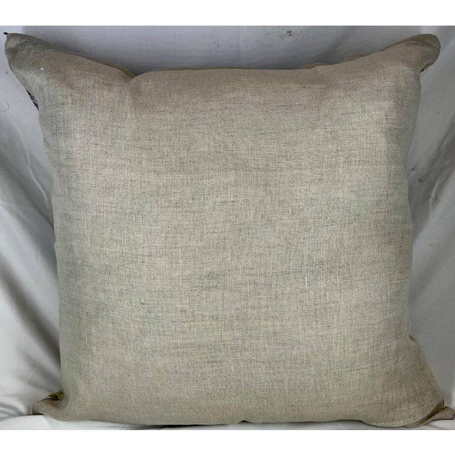 20" Square Decorative Throw Pillow With a Whimsical Pink, Purple & Blue Mid Century Modern Floral Design With a Watercolor-Look - Made in the U K For Sale - Image 12 of 12