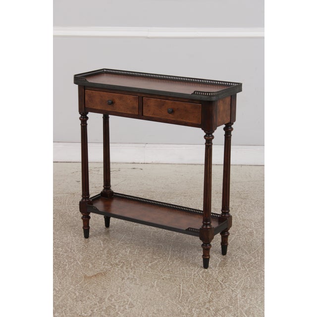 Traditional Theodore Alexander 2 Tier Leather Wrapped Console Table For Sale - Image 3 of 16
