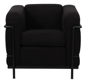 Lc 2 Lounge Chair in Black Fabric by Le Corbusier