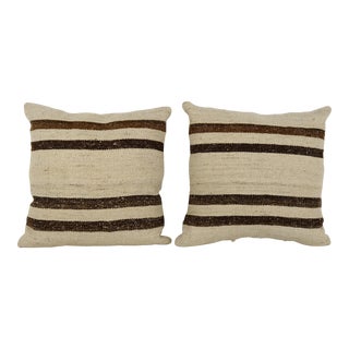 Turkish Lumbar Kilim Pillow Covers- a Pair For Sale