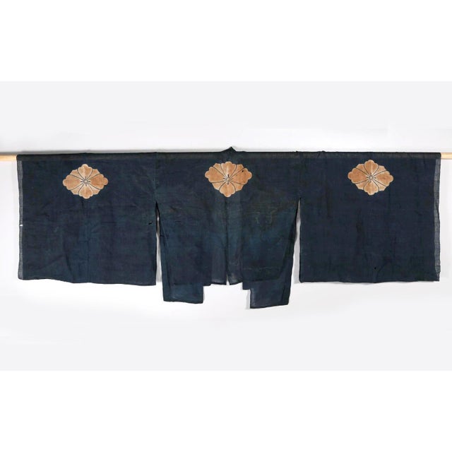 Japanese Japanese Two-Piece Indigo Asa Kyogen Festival Costume Meiji Period For Sale - Image 3 of 14
