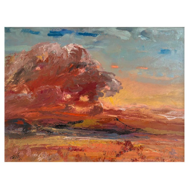Jean Krillé, Landscape No. 94, Oil on Wood, 1984 For Sale