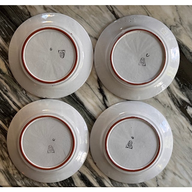 Made in Portugal Vintage Terra Cotta Hand Painted Plates - Set of 8 For Sale - Image 10 of 18
