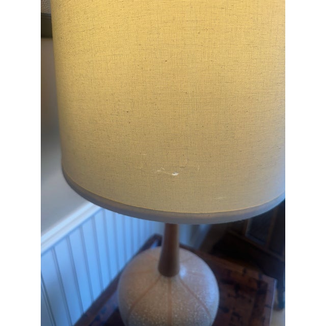 MCM Ceramic and Walnut Table Lamp For Sale - Image 4 of 6