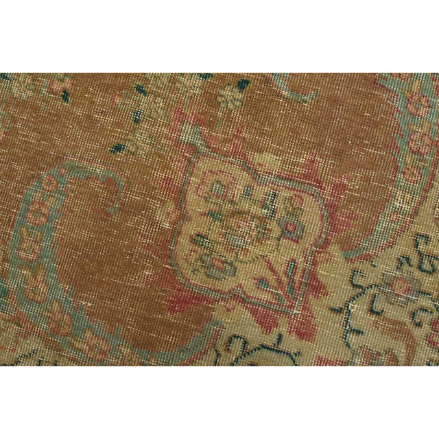 Tabriz Rug 7’7” X 10’7” Brown Wool Vintage Distressed Hand-Knotted Carpet For Sale - Image 4 of 15