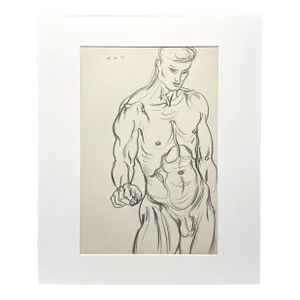Vintage Male Erotica, Pencil on Paper Figure Study by Harold Haydon