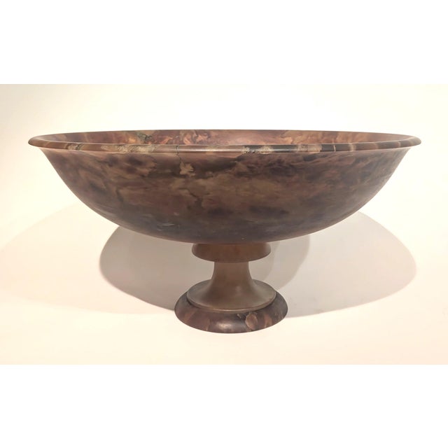 Offered is an amber-colored chiseled alabaster pedestal bowl designed exclusively for Urban Art Home and made by an...