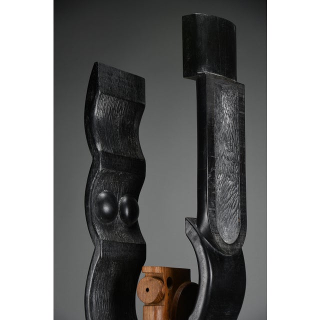 Alberto Cabiddu, Fratelli (Brothers) — Ebonized Wood Totemic Sculpture, 1998, Oak and Wood For Sale - Image 6 of 17