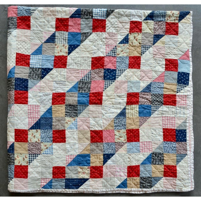 American 1910s ”Trip Around the World” Antique Quilt - For Sale - Image 3 of 16
