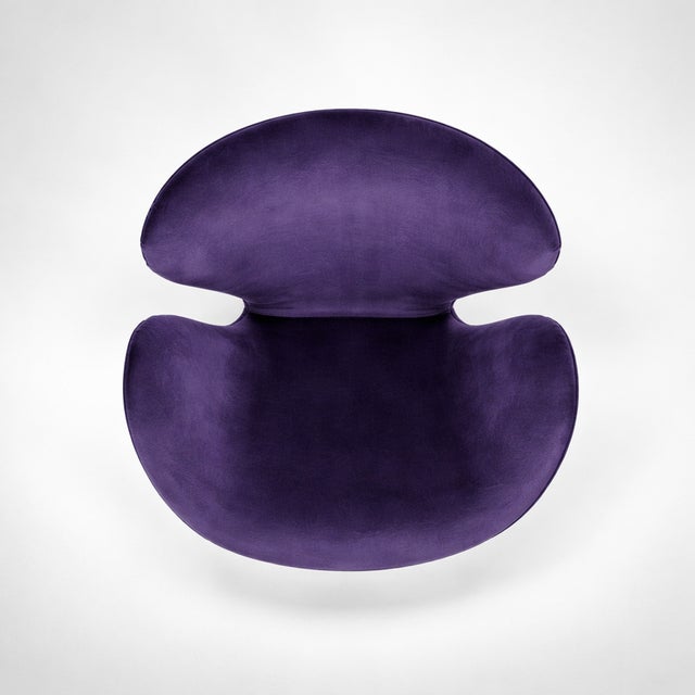 Mid-Century Purple Swivel Lounge Chair with Chrome Base, 1970s For Sale - Image 10 of 11