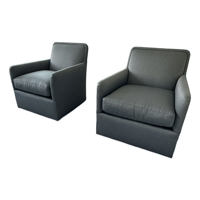 Pair of Gray Lee Industries Swivel Chairs For Sale