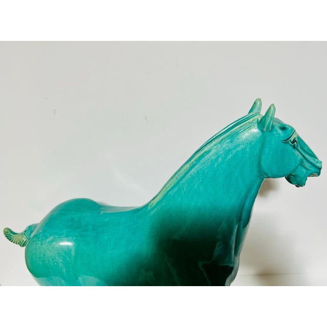 Ceramic Vintage Ceramic Horse Standing Four Square on Plaque For Sale - Image 7 of 9