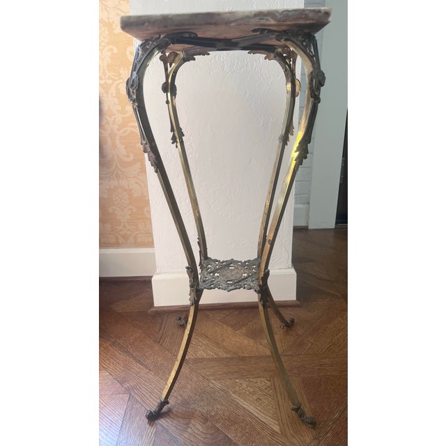Late 19th Century Victorian Two Tier Brass Plant Stand With Onyx Top For Sale - Image 5 of 10