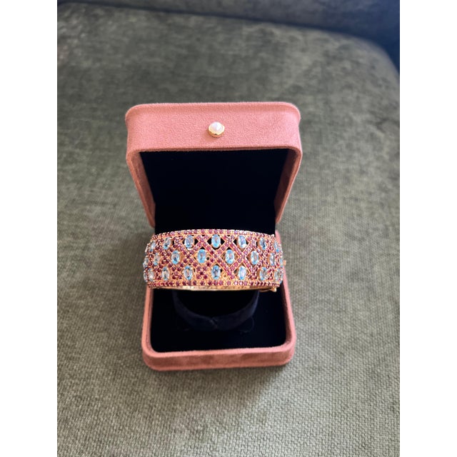 Bochic "Capri" Vintage Rhodolite & Multi Gem Bangle Set In 18K Gold & Silver For Sale - Image 17 of 18