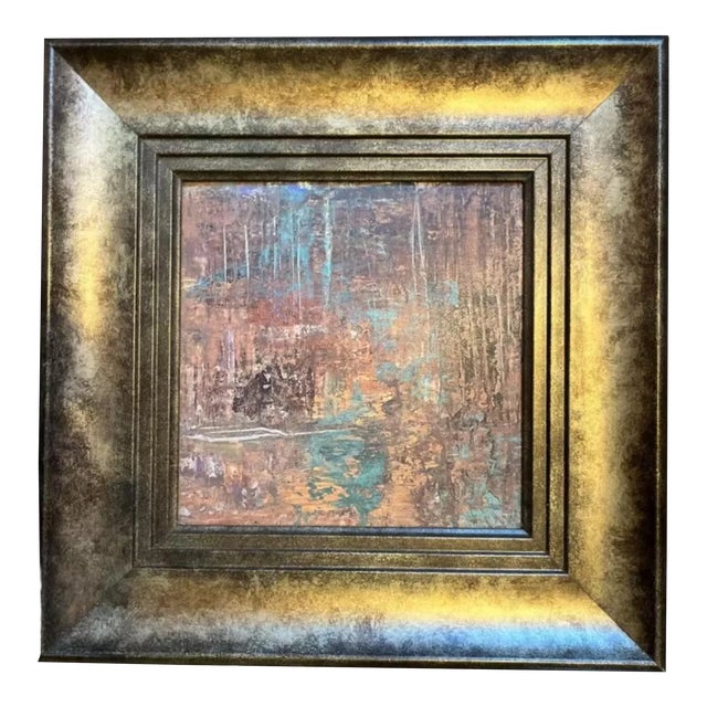 Contemporary Copper Sheeting With Pastel and Acrylic Abstract, Framed For Sale