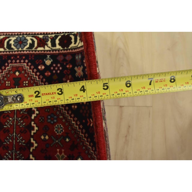Abadeh Rug 3’5” X 4’10” Red Wool Vintage Tribal Hand-Knotted Carpet For Sale - Image 10 of 12