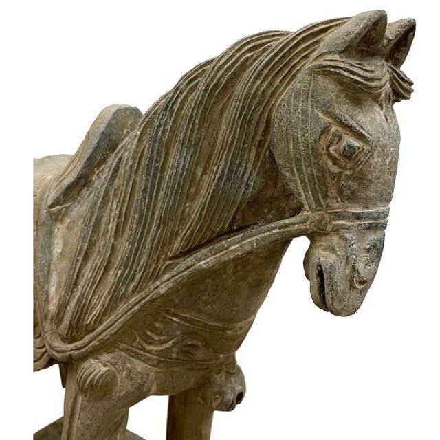 Early 20th Century Chinese Vintage Carved Stone Horse Statue/Sculpture For Sale - Image 10 of 13