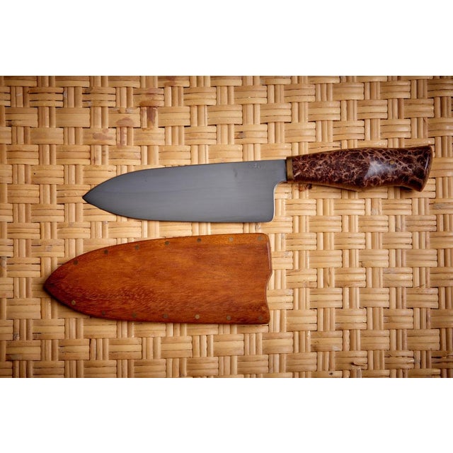 Knife with Redwood Burl Handle and Teak Knife Sheath by Dave Jacobson, 2023 For Sale - Image 4 of 8