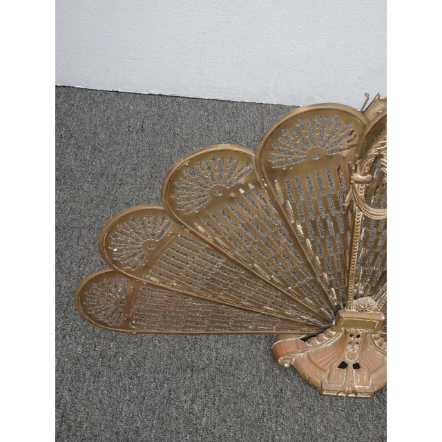 Brass Vintage Brass Peacock Gold Folding Fireplace Screen For Sale - Image 8 of 12