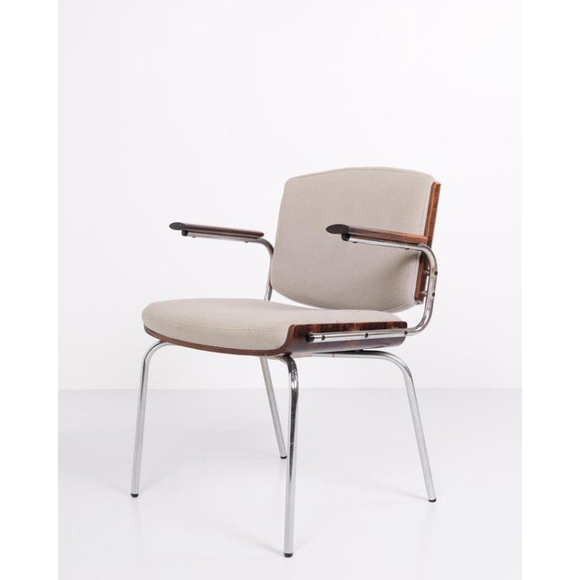 Conference Chairs in Rosewood and Light Grey Fabric from Duba, 1960s, Set of 4 For Sale - Image 3 of 11