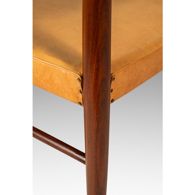 Rare MCM Single Dining / Desk Chair in Solid Teak & Original Leather Upholstery Attributed to Yngve Ekström for Gemla Diö, Sweden, C. 1950s For Sale - Image 14 of 18
