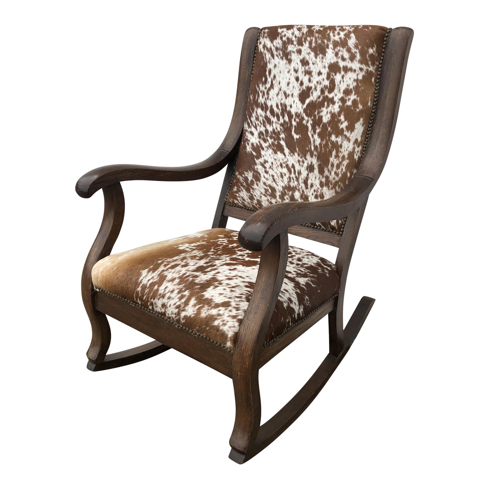 1930s Vintage Natural Cowhide Rocking Chair Chairish