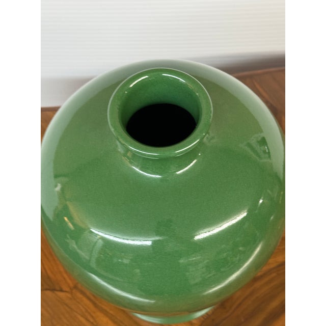 Chinese Antique Replica Chinese Green Crackle-Glaze Meiping Vase For Sale - Image 3 of 12
