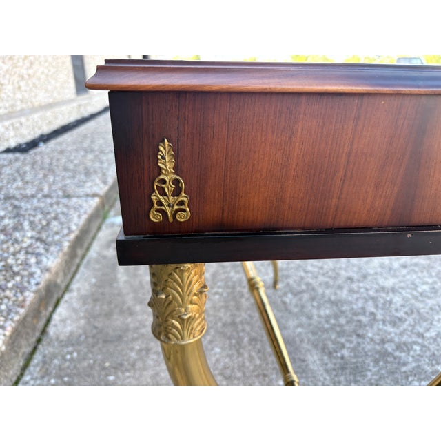 1950s French Restauration Style Desk on Brass Base For Sale - Image 9 of 13