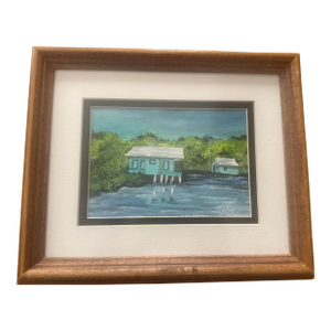 “Tidewater Cottages” Framed Signed Original Watercolor by Nancy Smith