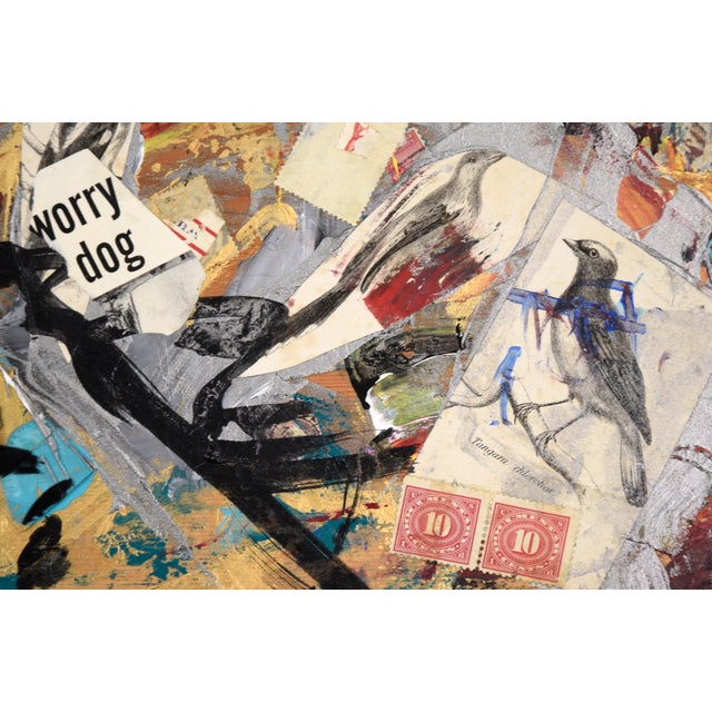 Wood Assemblage #3 (Stamps, Glass Slide, and Gold Paint) by Michael Pauker For Sale - Image 7 of 9