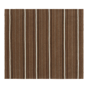Vintage Bidjar Persian Kilim, Square Rug in Brown and White Stripes