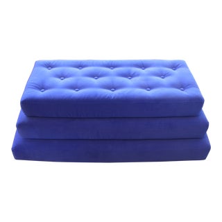 Royal Blue Three Level Attached Stepped Ottoman For Sale