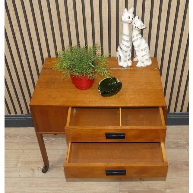 1960s Vintage Sewing Cart in Walnut, 1960s For Sale - Image 5 of 10