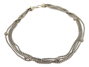 David Yurman Sterling & 18k Gold Diamond Multi-Strand Box Chain Necklace