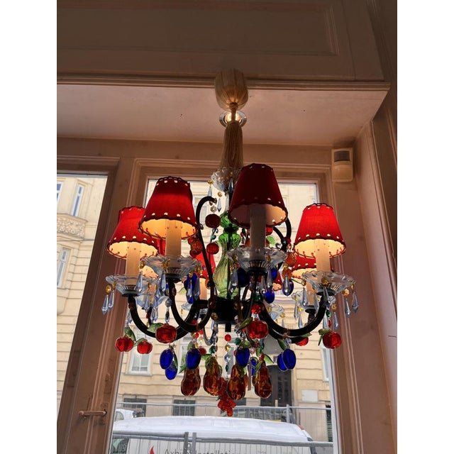 Mid-Century Glass Chandelier, 1960s For Sale - Image 6 of 7