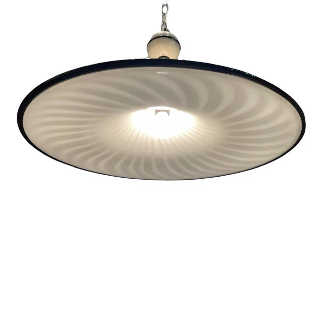 Large Italian Black & White Murano Glass Light Pendant For Sale - Image 11 of 12