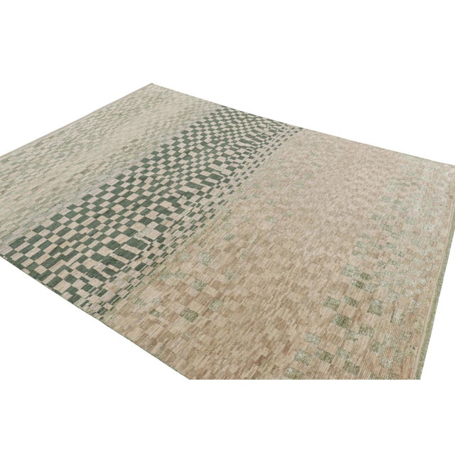 Rug & Kilim Rug & Kilim’s Moroccan Style Rug in Blue, Green and Beige Geometric Patterns For Sale - Image 4 of 7