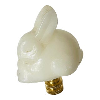 Vintage Alabaster Rabbit Figurine Lamp Finial For Sale