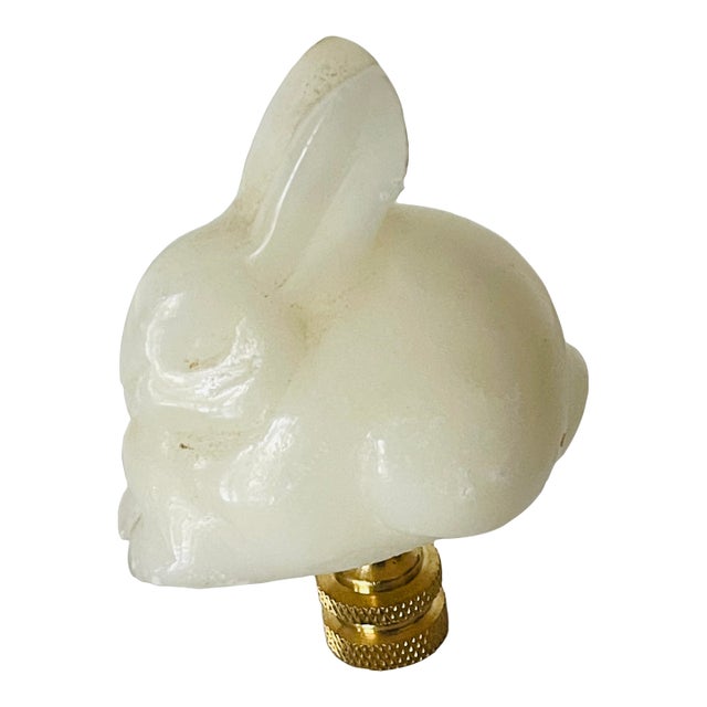 Vintage Alabaster Rabbit Figurine Lamp Finial For Sale