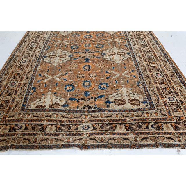 Brown Antique Persian Tabriz Handmade Wool Carpet For Sale - Image 8 of 8